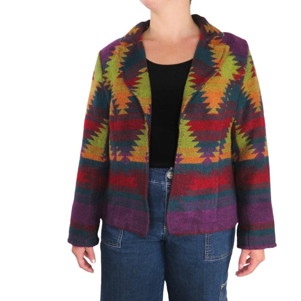 VINTAGE COLDWATER CREEK Southwestern Concho Detail Blazer Jacket silver clasp M
